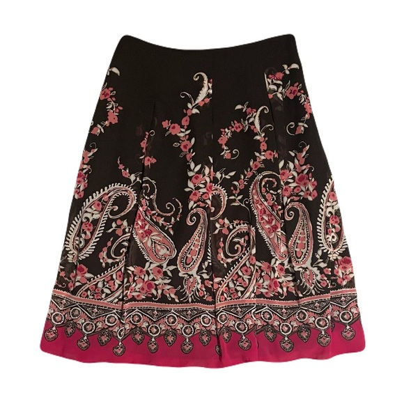 East 5th Brand Women’s Sz 8 Paisley Flowy Brown/Pink Midi Skirt - Picture 1 of 4